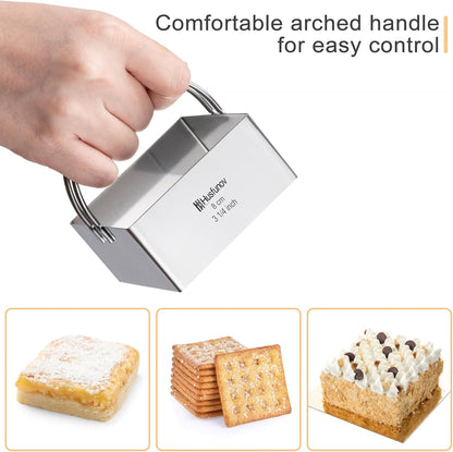 Biscuit Cutter Set, Round Cookie Cutters with Handle | 5 Pieces Stainless Steel Circle Professional Baking Dough Tools for Cake