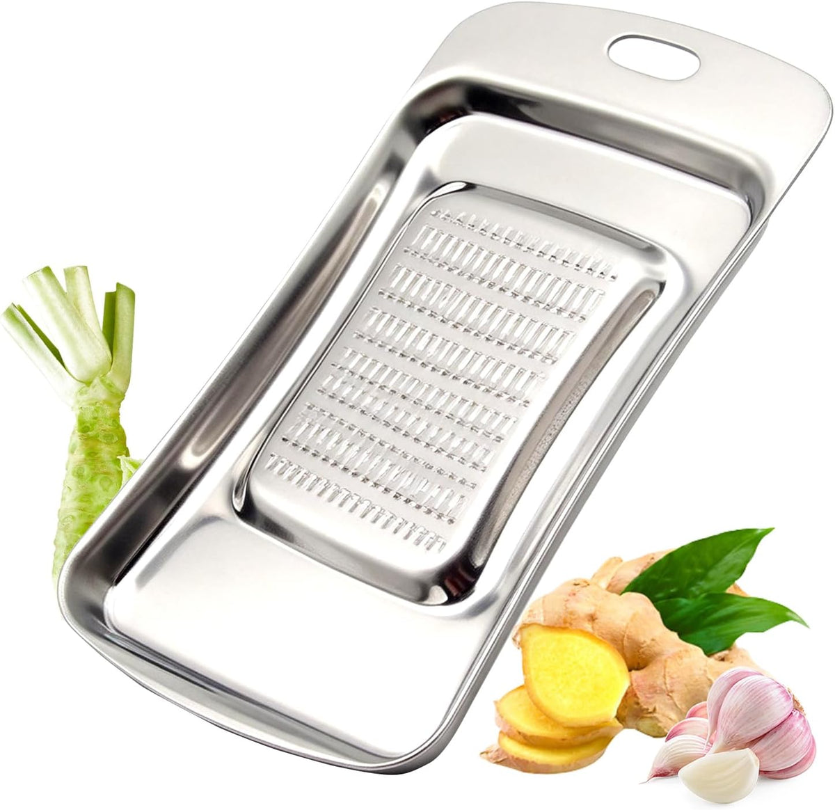 Ginger Grater, Thicken Stainless Steel Ginger Grater Wasabi Garlic Grinding Tools Cheese Grater Not Easily Deformed Garlic Masher,Dishwasher Safe