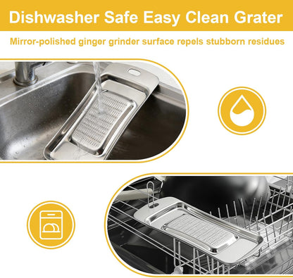 Ginger Grater, Thicken Stainless Steel Ginger Grater Wasabi Garlic Grinding Tools Cheese Grater Not Easily Deformed Garlic Masher,Dishwasher Safe