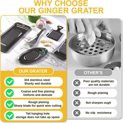 Ginger Grater, Thicken Stainless Steel Ginger Grater Wasabi Garlic Grinding Tools Cheese Grater Not Easily Deformed Garlic Masher,Dishwasher Safe
