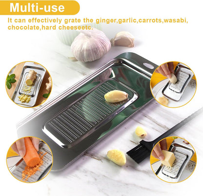 Ginger Grater, Thicken Stainless Steel Ginger Grater Wasabi Garlic Grinding Tools Cheese Grater Not Easily Deformed Garlic Masher,Dishwasher Safe