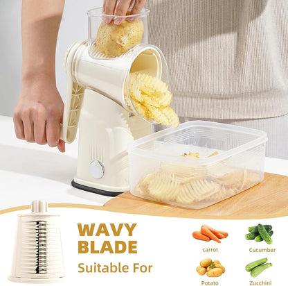 Rotary Cheese Grater with Handle, 5 Replaceable Blades(Green)