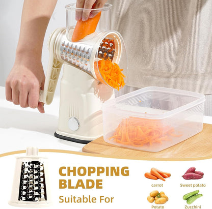 Rotary Cheese Grater with Handle, 5 Replaceable Blades(Green)