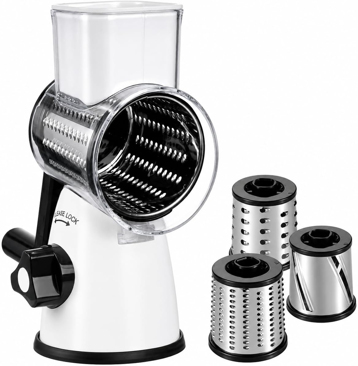 Rotary Cheese Grater with Handle, 5 Replaceable Blades(Green)