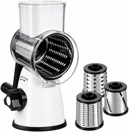 Rotary Cheese Grater with Handle, 5 Replaceable Blades(Green)