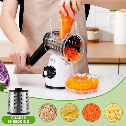 Rotary Cheese Grater with Handle, 5 Replaceable Blades(Green)