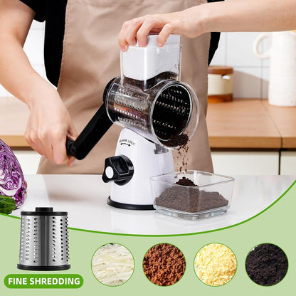 Rotary Cheese Grater with Handle, 5 Replaceable Blades(Green)