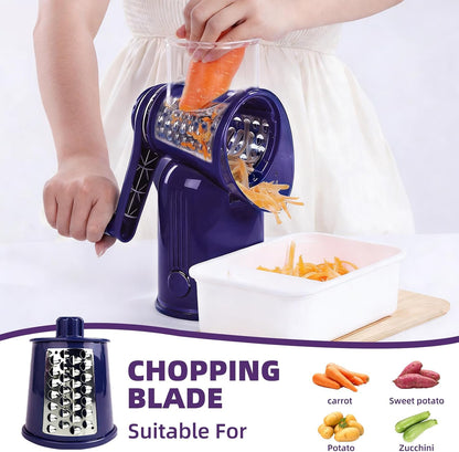 Rotary Cheese Grater with Handle, 5 Replaceable Blades(Green)