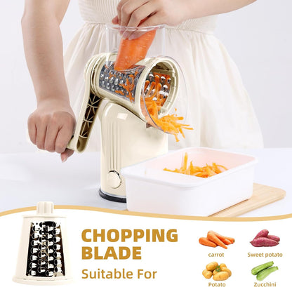 Rotary Cheese Grater with Handle, 5 Replaceable Blades(Green)