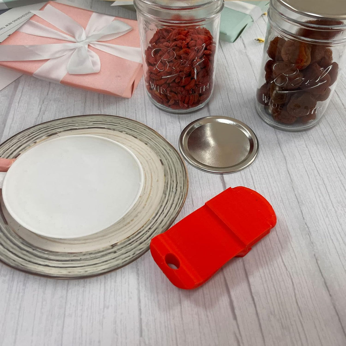 Canning Jar Opener, Mason Jar Opener Canning Tools for Releases Aluminum Vacuum Seal on all Wide Mouth and Regular Mouth Lids,Red