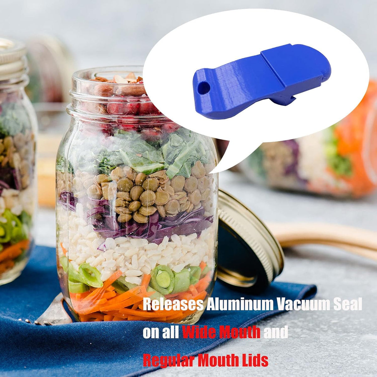 Canning Jar Opener, Mason Jar Opener Canning Tools for Releases Aluminum Vacuum Seal on all Wide Mouth and Regular Mouth Lids,Red