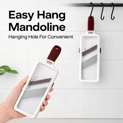 Mandoline Slicer for Kitchen – Adjustable Stainless Steel Blades, with Comfort Grip – Vegetable Slicer for Small to Medium sized Cucumber, Onion, Potato- Maroon