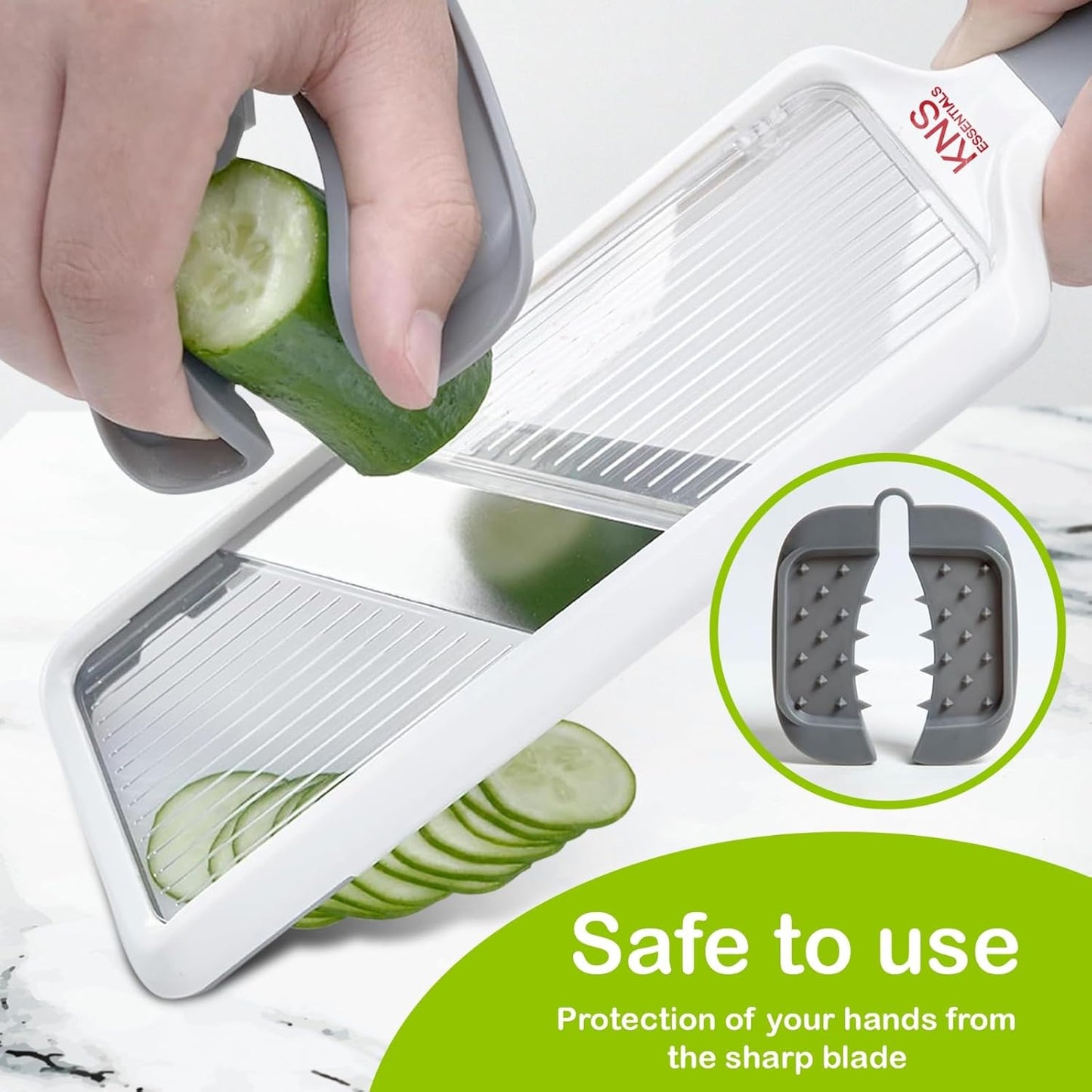 Mandoline Slicer for Kitchen – Adjustable Stainless Steel Blades, with Comfort Grip – Vegetable Slicer for Small to Medium sized Cucumber, Onion, Potato- Maroon