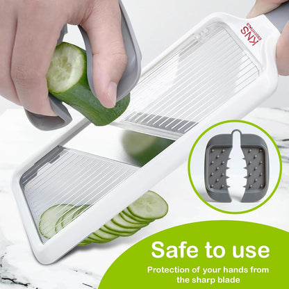 Mandoline Slicer for Kitchen – Adjustable Stainless Steel Blades, with Comfort Grip – Vegetable Slicer for Small to Medium sized Cucumber, Onion, Potato- Maroon