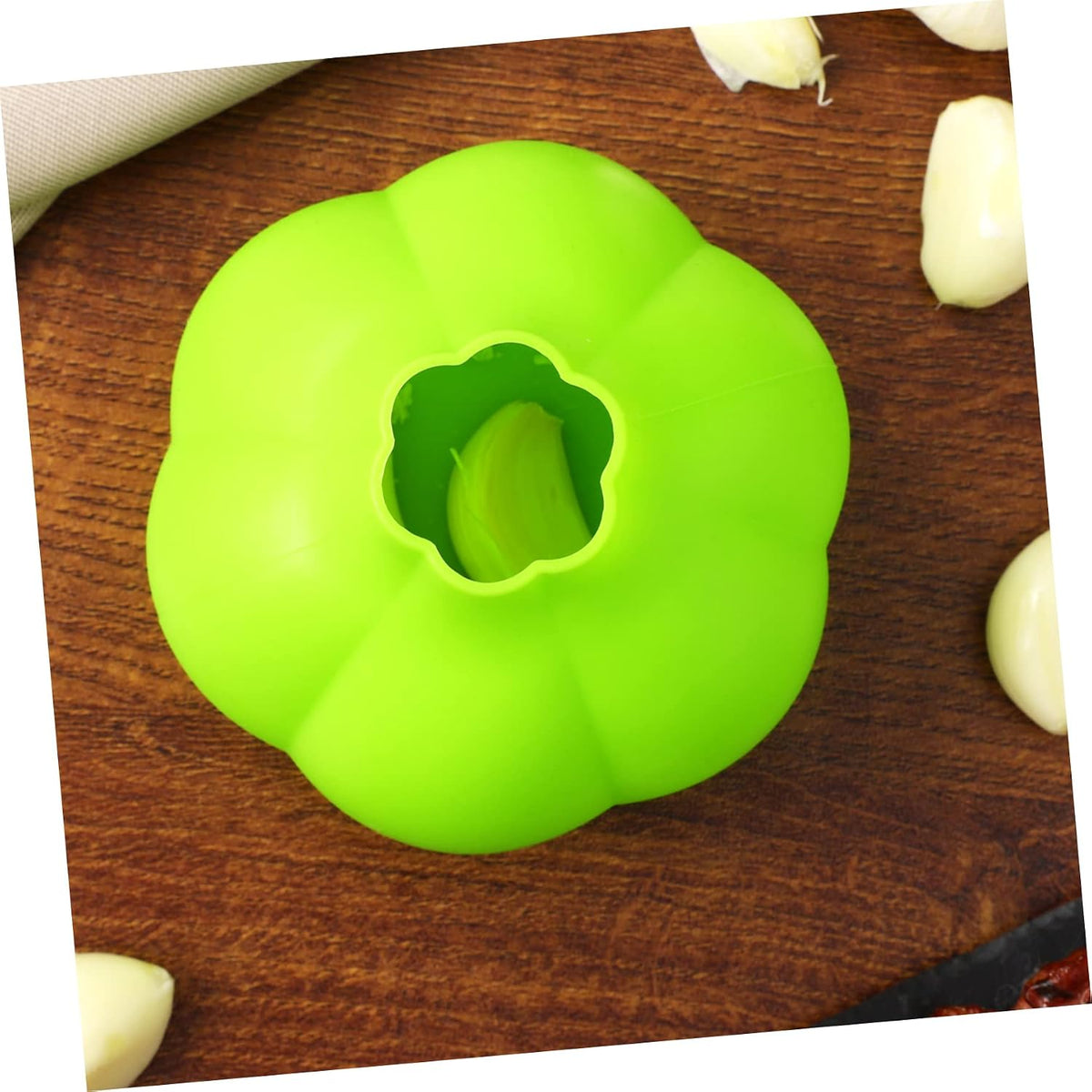Silicone Garlic Peel Tool for Kitchen Cooking, Green Reusable
