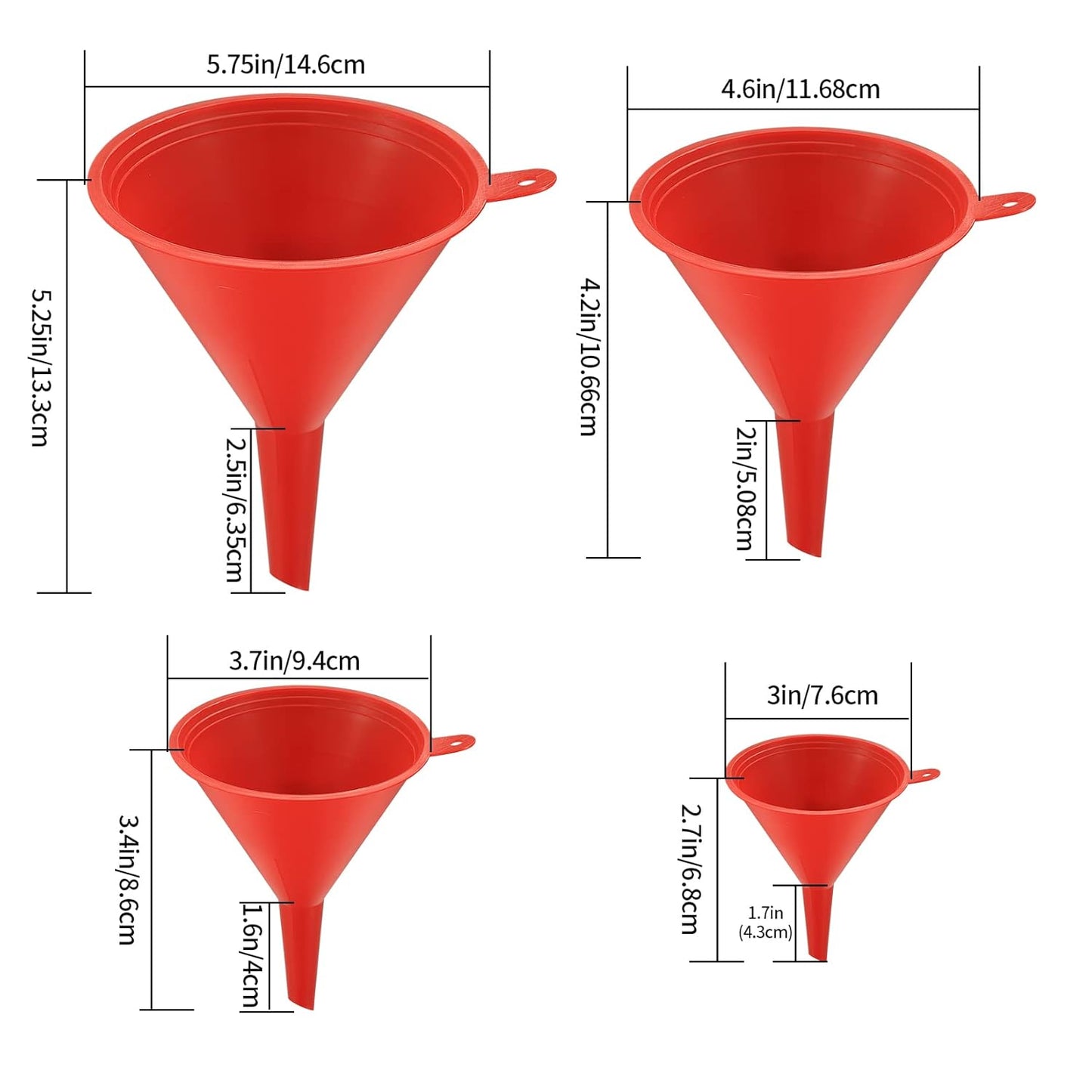 8 Pcs Plastic Funnel Set Wide Mouth Multipurpose Oil Filling Tool | Kitchen Laboratory Garage Car Liquids Oil Dry Goods Bottles Container