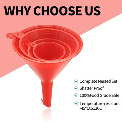 8 Pcs Plastic Funnel Set Wide Mouth Multipurpose Oil Filling Tool | Kitchen Laboratory Garage Car Liquids Oil Dry Goods Bottles Container