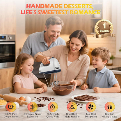WADODO 7-Speed Electric Hand Mixer – Portable Food Mixer Kitchen Mixer with 304 *(1x Whisk, 2x Beater, 2x Dough hook) for Baking Cakes, Cream, Cookies, PURPLE
