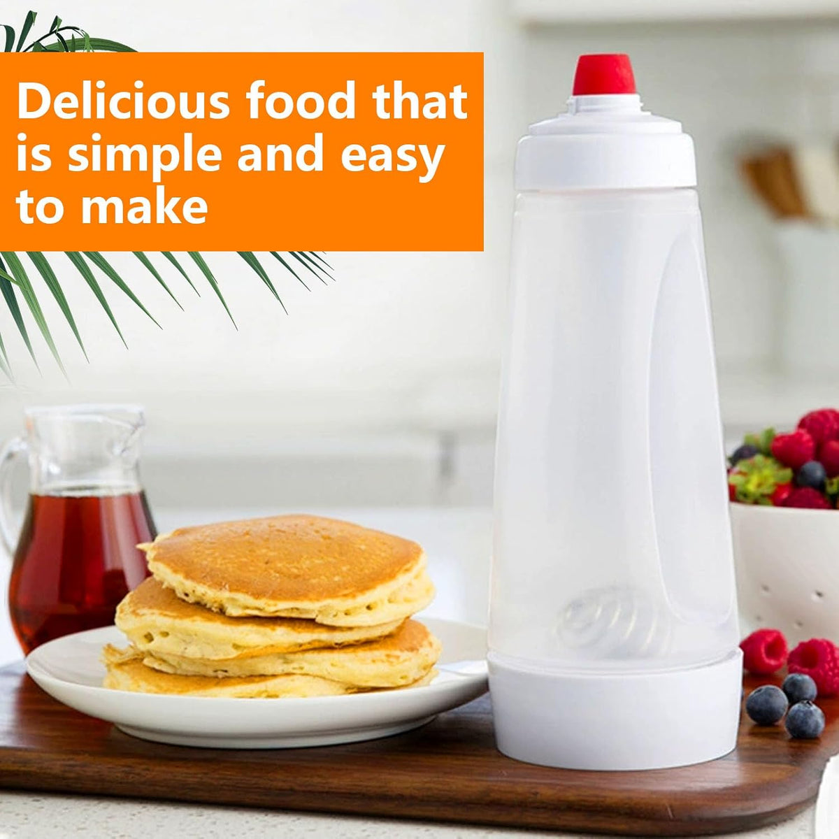 2 PCS Pancake Batter Dispenser Bottle with Whisk Ball & Stand Base