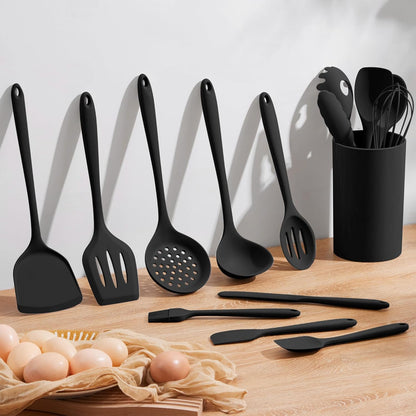 Silicone Cooking Utensil Set, 15pcs Kitchen Utensils with Holder