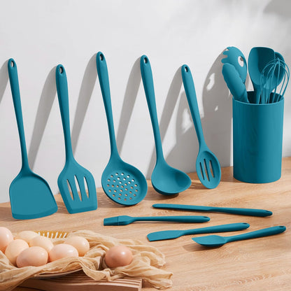 Silicone Cooking Utensil Set, 15pcs Kitchen Utensils with Holder