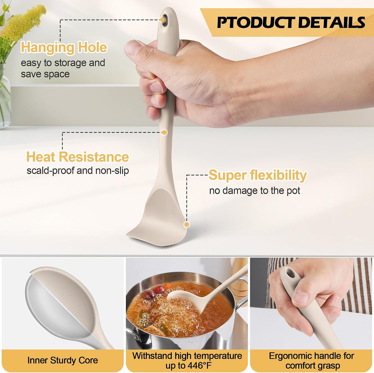 Silicone Cooking Utensil Set, 15pcs Kitchen Utensils with Holder