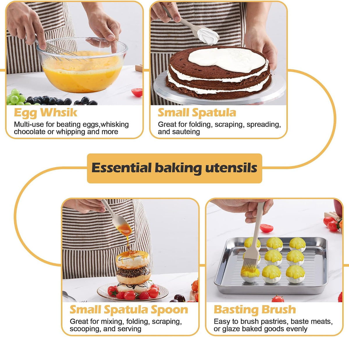 Silicone Cooking Utensil Set, 15pcs Kitchen Utensils with Holder