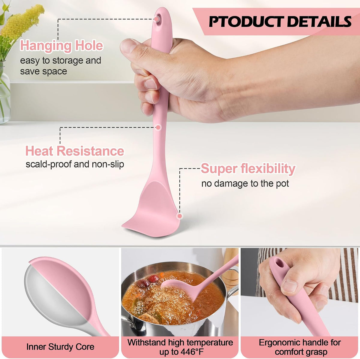 Silicone Cooking Utensil Set, 15pcs Kitchen Utensils with Holder