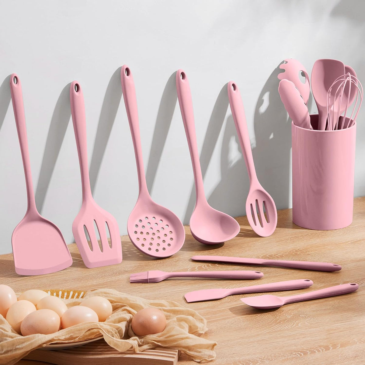 Silicone Cooking Utensil Set, 15pcs Kitchen Utensils with Holder