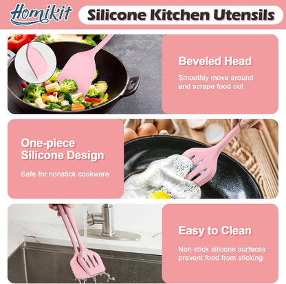 Silicone Cooking Utensil Set, 15pcs Kitchen Utensils with Holder