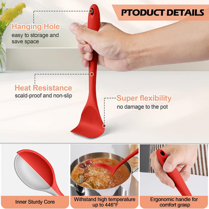 Silicone Cooking Utensil Set, 15pcs Kitchen Utensils with Holder