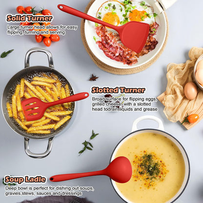 Silicone Cooking Utensil Set, 15pcs Kitchen Utensils with Holder