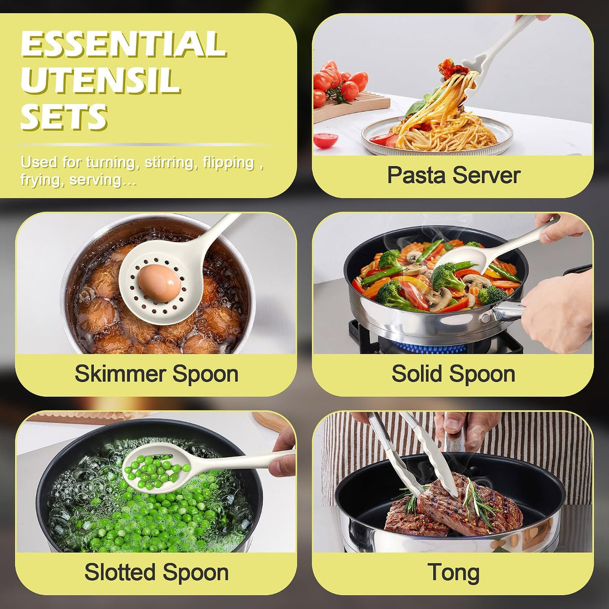 Silicone Cooking Utensil Set, 15pcs Kitchen Utensils with Holder