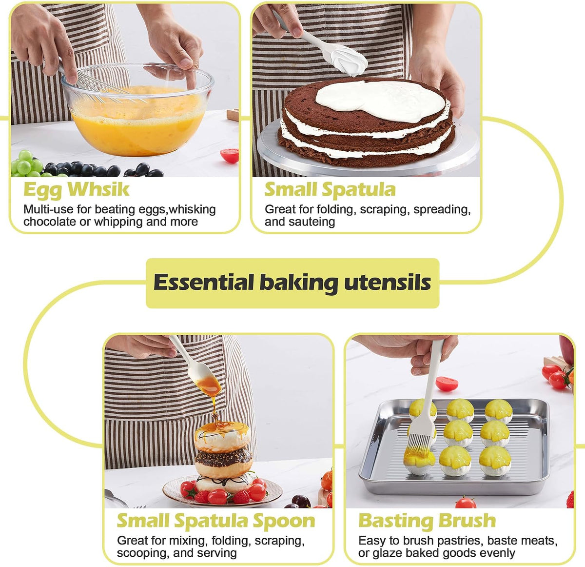 Silicone Cooking Utensil Set, 15pcs Kitchen Utensils with Holder
