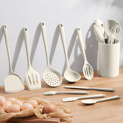 Silicone Cooking Utensil Set, 15pcs Kitchen Utensils with Holder