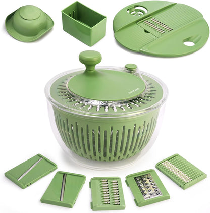 Salad Spinner Large, Lettuce Spinner with 5 Blade Slicer, 5Qt