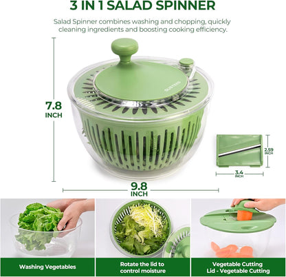 Salad Spinner Large, Lettuce Spinner with 5 Blade Slicer, 5Qt