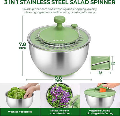 Salad Spinner Large, Lettuce Spinner with 5 Blade Slicer, 5Qt