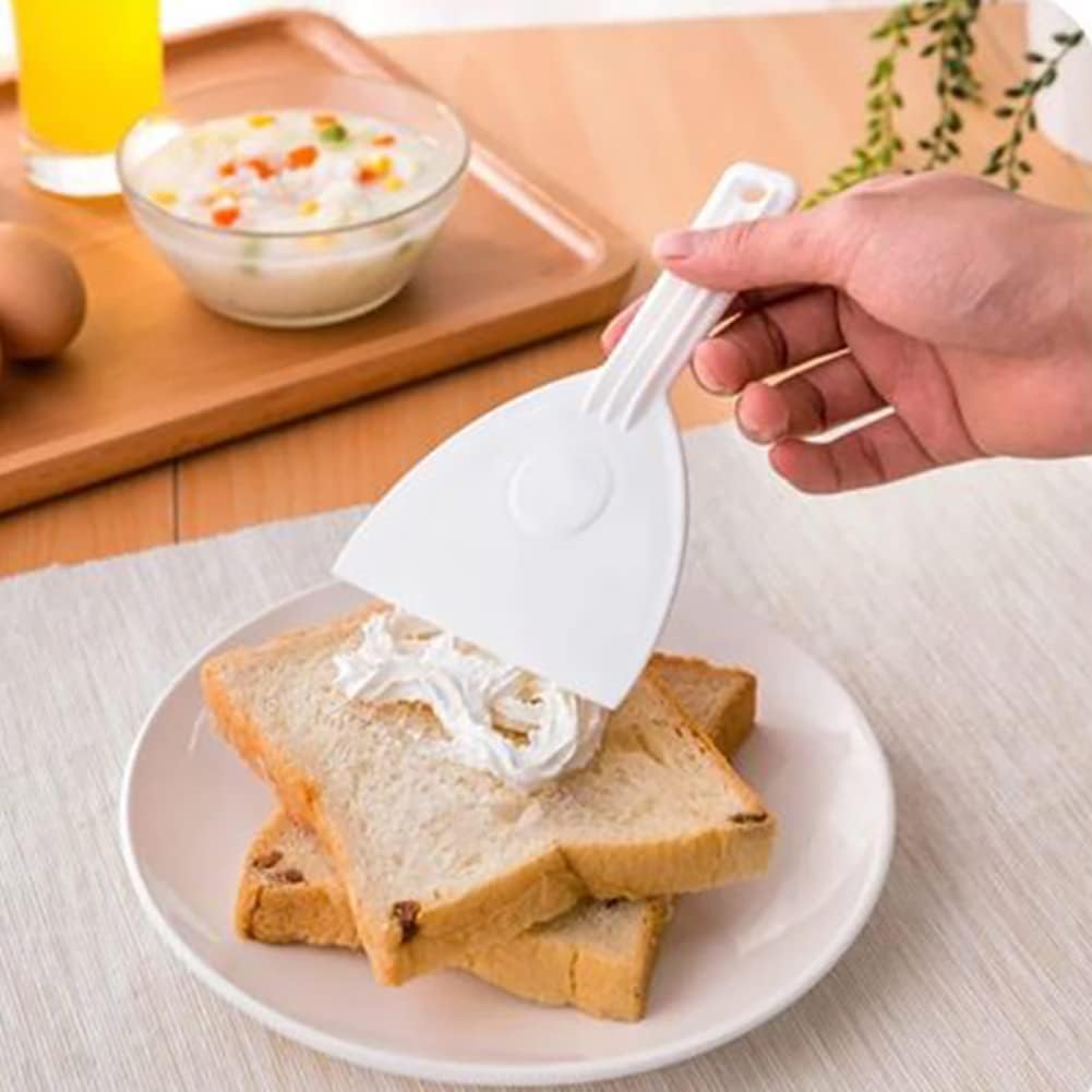 2 Pcs Plastic Handle Scrapers Cake Cream Spatula Dough Pastry Pizza Cutter Baking Food Scrappers for Home Kitchen