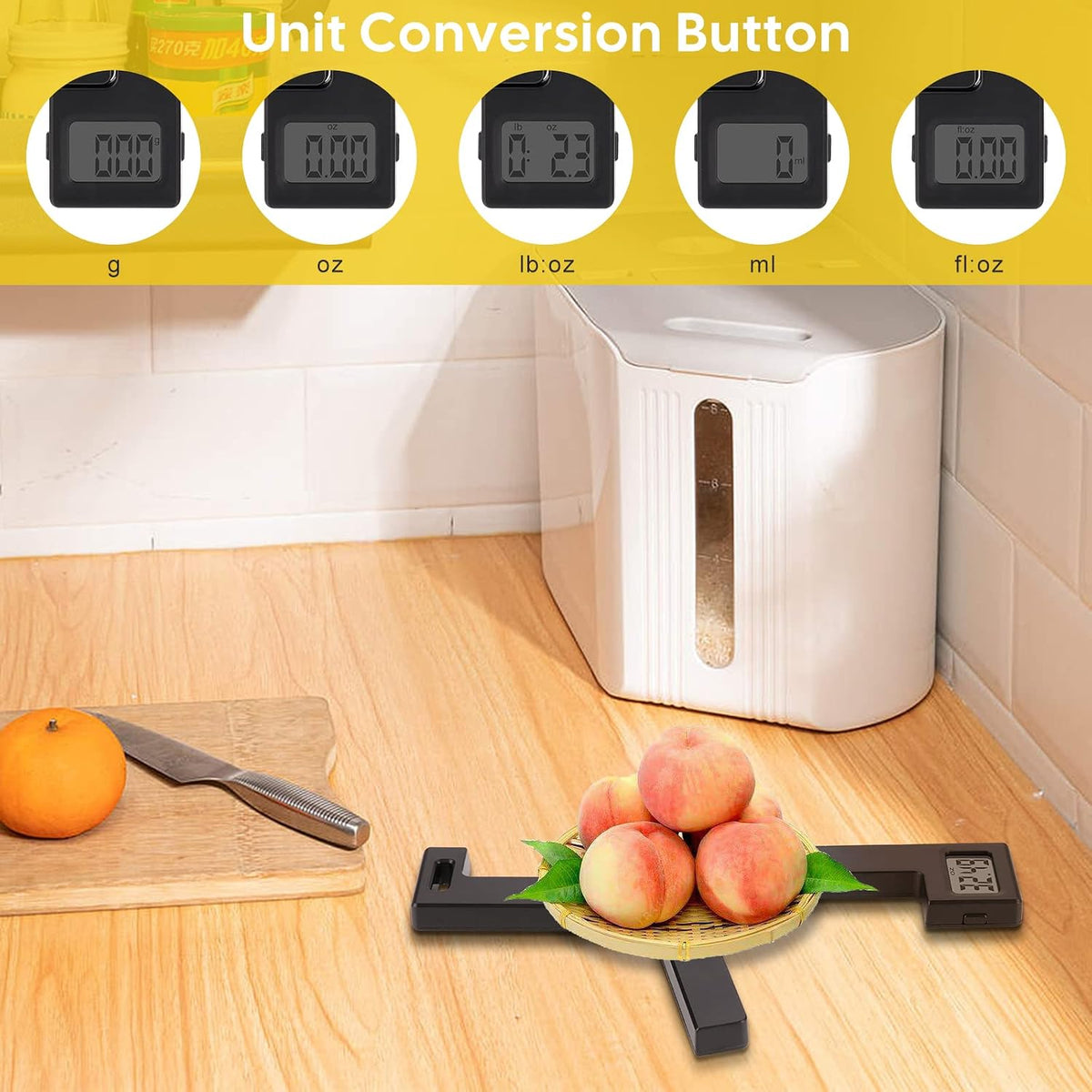 Compact Folding Digital Kitchen Scale, Highly Accurate Portable Food Scale with LCD Display, Auto Power Off and Tare Features, for Measuring Intake of Healthy Eating People (Black)