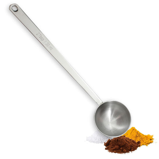2 Tablespoon Coffee Scoop, Stainless Steel, 9 Inch Long Handle Measuring Spoon, 30ml Two Tbsp Capacity, Restaurant, Cafe or Home Use