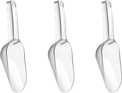 3PCS Clear Plastic Ice Scoop, 12 ounces Alec Ice Scoop, Kitchen Scoop for Ice Bucket Ice, Popcorn, Coffee Beans, Flour (12 oz.)