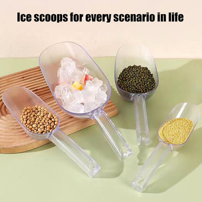 3PCS Clear Plastic Ice Scoop, 12 ounces Alec Ice Scoop, Kitchen Scoop for Ice Bucket Ice, Popcorn, Coffee Beans, Flour (12 oz.)