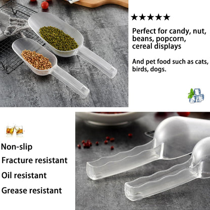 3PCS Clear Plastic Ice Scoop, 12 ounces Alec Ice Scoop, Kitchen Scoop for Ice Bucket Ice, Popcorn, Coffee Beans, Flour (12 oz.)