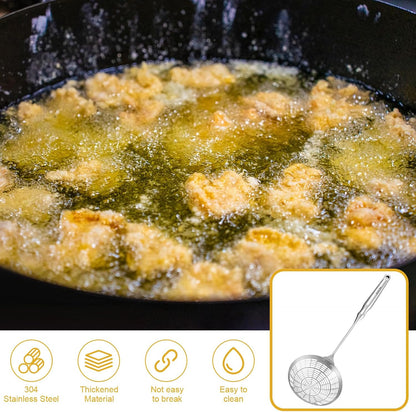 Upgraded Stainless Steel Spider Strainer Skimmer Ladle for Cooking and Frying, Kitchen Utensils Wire Strainer Pasta Spoon (S)