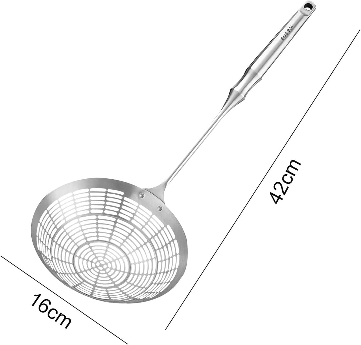 Upgraded Stainless Steel Spider Strainer Skimmer Ladle for Cooking and Frying, Kitchen Utensils Wire Strainer Pasta Spoon (S)