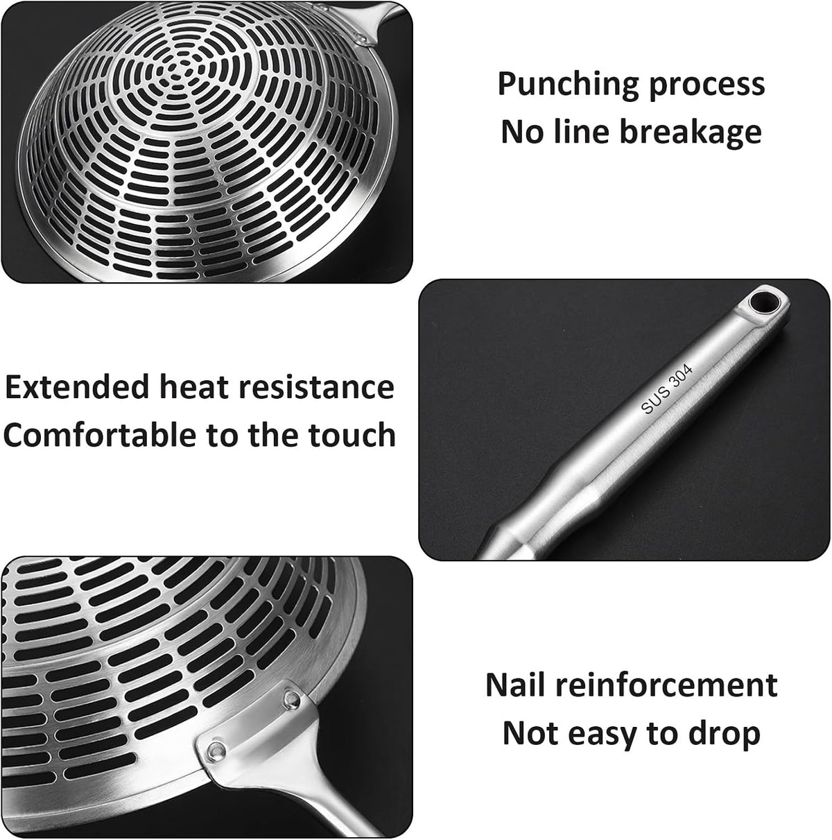 Upgraded Stainless Steel Spider Strainer Skimmer Ladle for Cooking and Frying, Kitchen Utensils Wire Strainer Pasta Spoon (S)