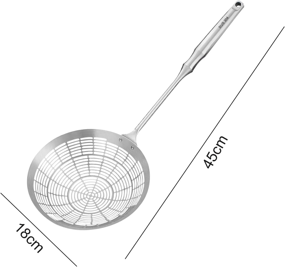 Upgraded Stainless Steel Spider Strainer Skimmer Ladle for Cooking and Frying, Kitchen Utensils Wire Strainer Pasta Spoon (S)