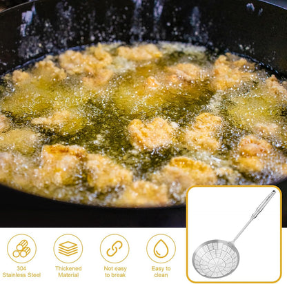 Upgraded Stainless Steel Spider Strainer Skimmer Ladle for Cooking and Frying, Kitchen Utensils Wire Strainer Pasta Spoon (S)