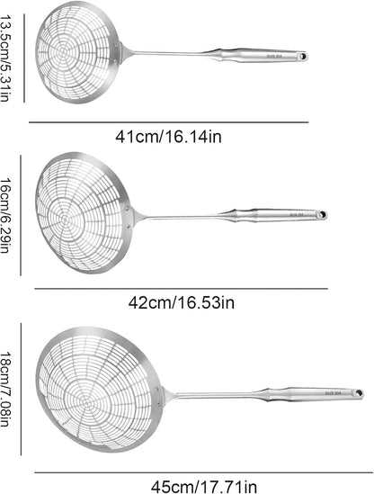 Upgraded Stainless Steel Spider Strainer Skimmer Ladle for Cooking and Frying, Kitchen Utensils Wire Strainer Pasta Spoon (S)